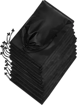 Drawstring Bag - Nylon Cinch and Ditty Stuff Pouch with Toggle (10 x 15-12 pack, Black)