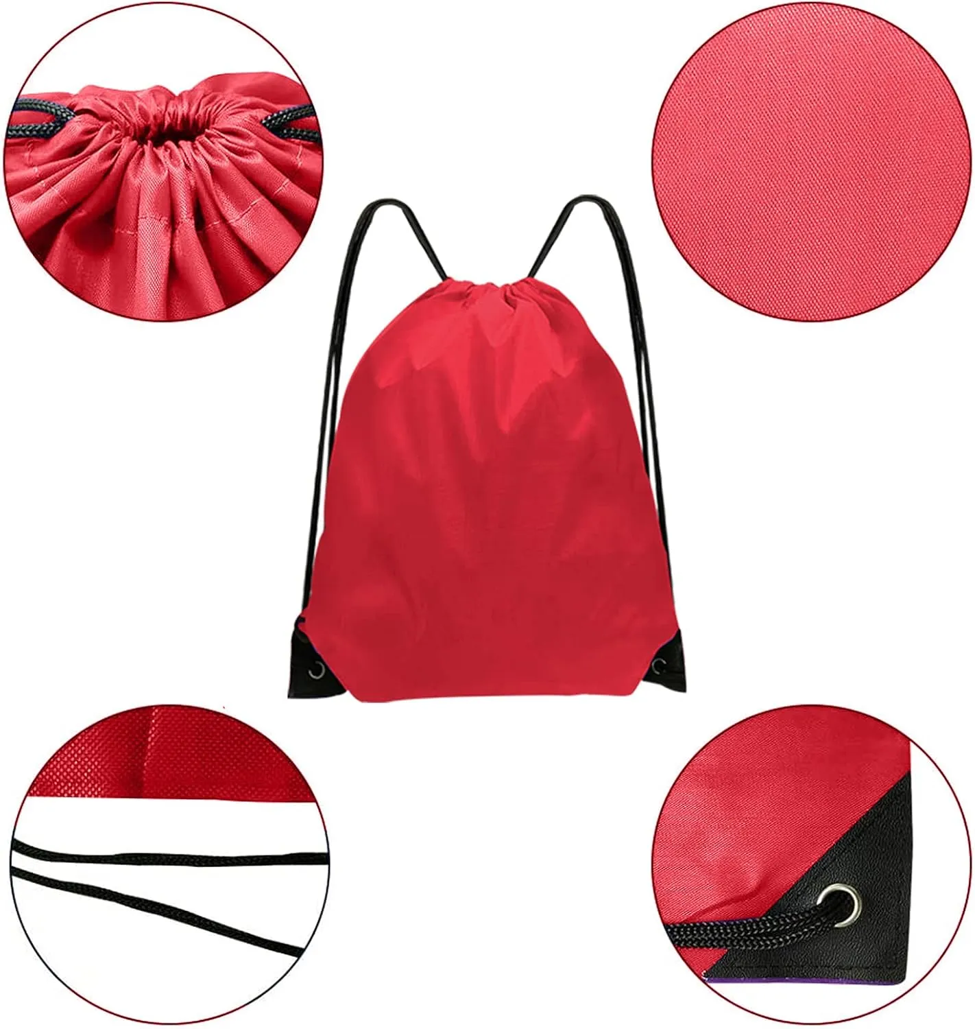 Drawstring Bags 28 Pcs String Backpack Bulk Cinch Bag Sackpack for Men Women Gym(Red)
