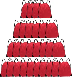 Drawstring Bags 28 Pcs String Backpack Bulk Cinch Bag Sackpack for Men Women Gym(Red)