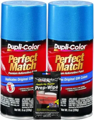 Dupli-Color Bahama Blue Metallic Exact-Match Automotive Paint for GM Vehicles - 8 oz, Bundles with Prep Wipe (3 Items)