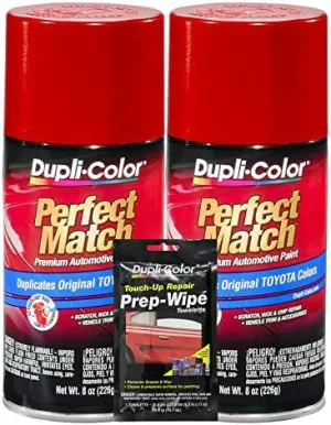 Dupli-Color Barcelona Red (Metallic) Exact-Match Automotive Paint for Toyota Vehicles - 8 oz, Bundles Prep Wipe (3 Items)