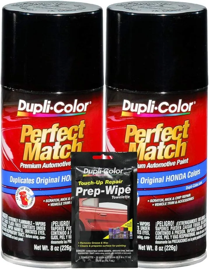 Dupli-Color Black Metallic Exact-Match Automotive Paint - 8 oz, Bundles with Prep Wipe (3 Items)