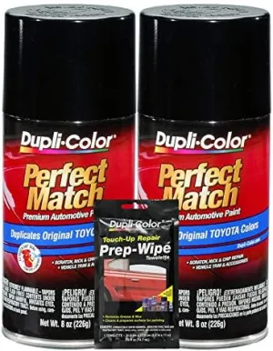 Dupli-Color Black (Metallic) Exact-Match Automotive Paint For Toyota Vehicles - 8 oz, Bundles Prep Wipe (3 Items)
