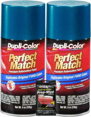 Dupli-Color Cayman Green Metallic Exact-Match Automotive Paint for Ford Vehicles - 8 oz, Bundles with Prep Wipe (3 Items)