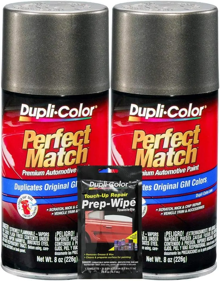 Dupli-Color Dark Bronzemist Metallic Exact-Match Automotive Paint For GM Vehicles - 8 oz, Bundles with Prep Wipe (3 Items)