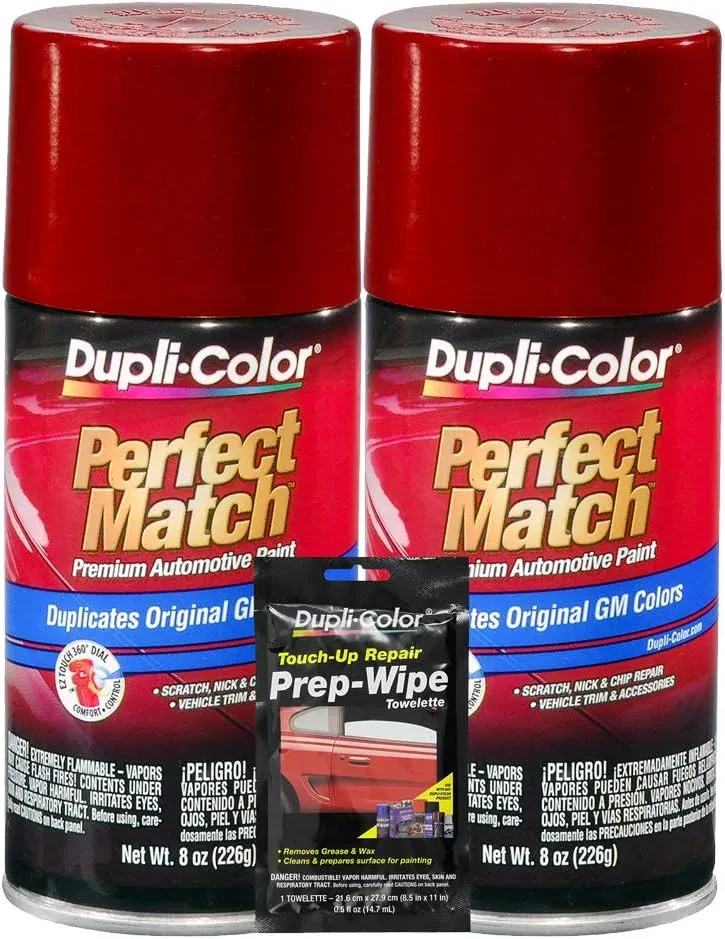 Dupli-Color Dark Cherry Metallic Exact-Match Automotive Paint for GM Vehicles - 8 oz, Bundles with Prep Wipe (3 Items)
