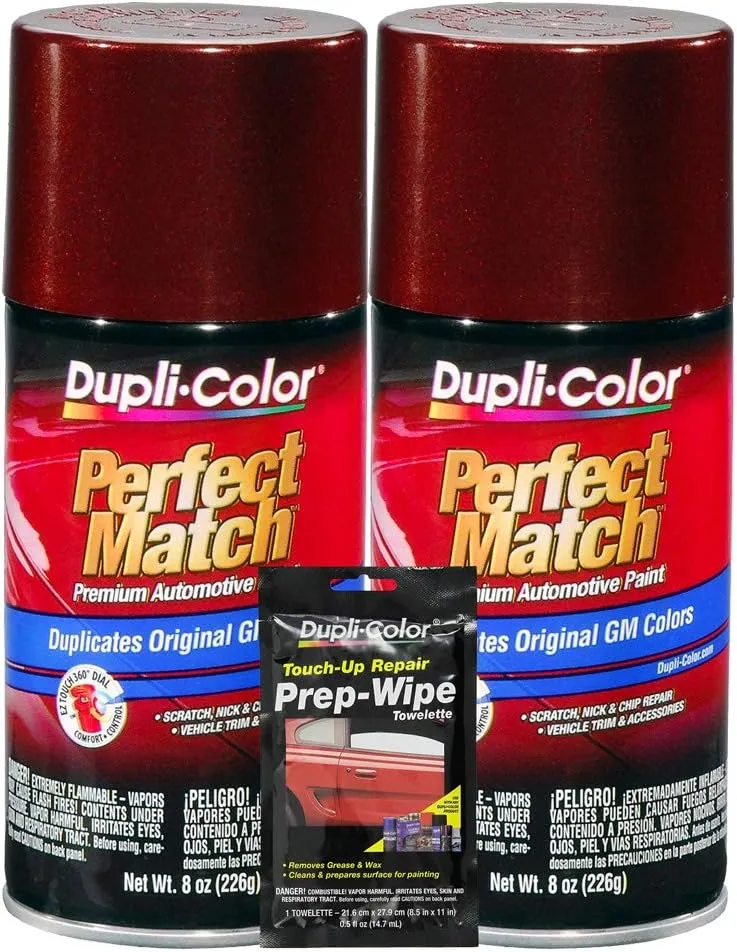 Dupli-Color Dark Toreador Metallic Exact-Match Automotive Paint For GM Vehicles - 8 oz, Bundles with Prep Wipe (3 Items)