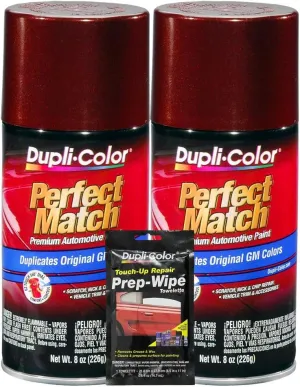 Dupli-Color Dark Toreador Metallic Exact-Match Automotive Paint For GM Vehicles - 8 oz, Bundles with Prep Wipe (3 Items)
