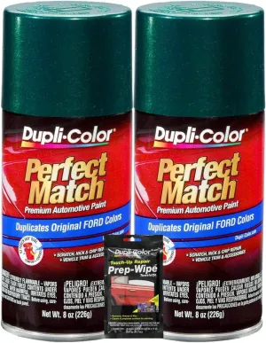 Dupli-Color Deep Jewel Green Metallic Exact-Match Automotive Paint for Ford Vehicles - 8 oz, Bundles with Prep Wipe (3 Items)