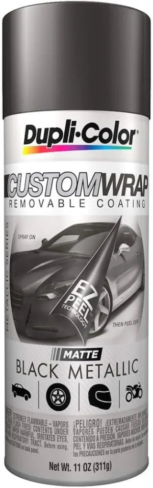 Dupli-Color ECWRC8307 Custom Wrap Removable Metallic Coating, Matte, Black, 11 oz.