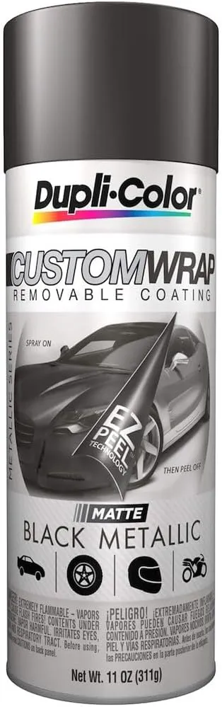Dupli-Color ECWRC8307 Custom Wrap Removable Metallic Coating, Matte, Black, 11 oz.