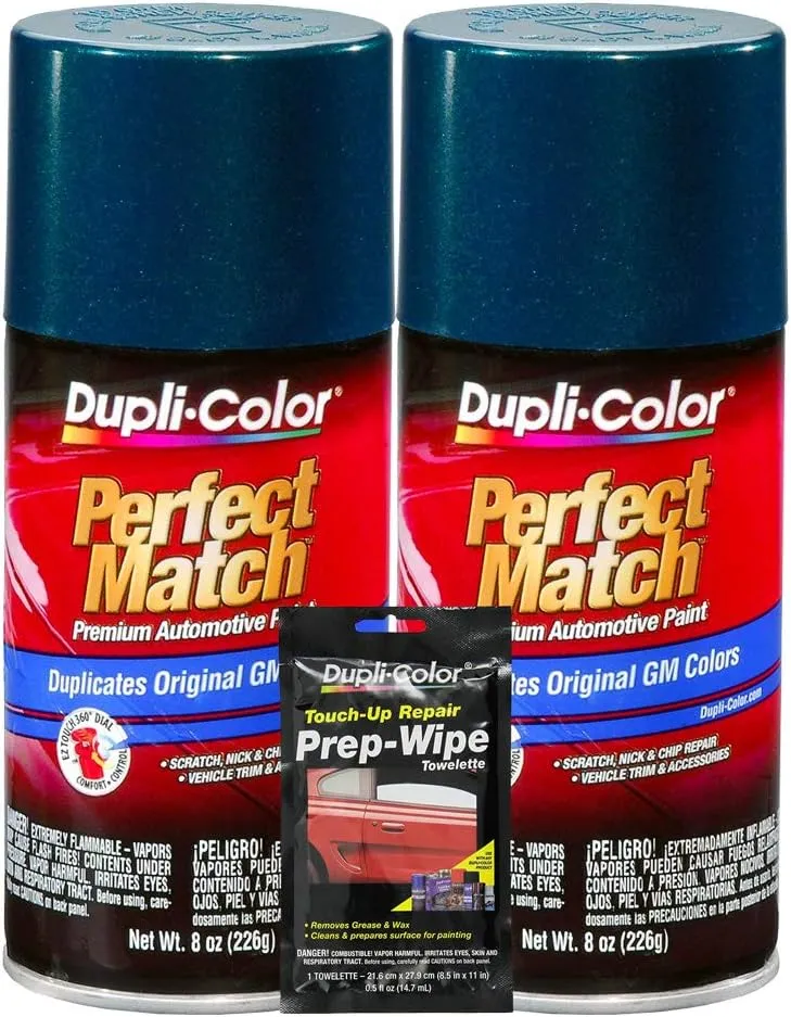 Dupli-Color Emerald Green Metallic Exact-Match Automotive Paint For GM Vehicles - 8 oz, Bundles with Prep Wipe (3 Items)
