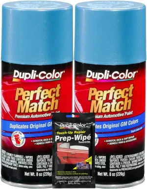 Dupli-Color Light Blue Metallic Exact-Match Automotive Paint For GM Vehicles - 8 oz, Bundles with Prep Wipe (3 Items)