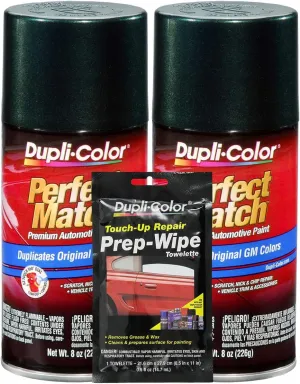 Dupli-Color Medium Green Metallic Exact-Match Automotive Paint for GM Vehicles - 8 oz, Bundles with Prep Wipe (3 Items)