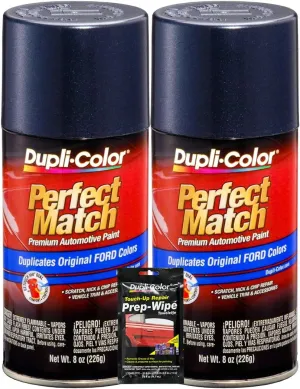 Dupli-Color Medium Wedgewood Metallic Exact-Match Automotive Paint For Ford Vehicles - 8 oz, Bundles with Prep Wipe (3 Items)