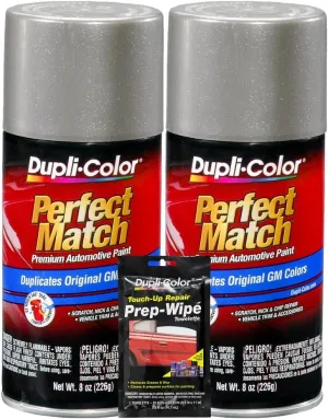 Dupli-Color Pewter Metallic Exact-Match Automotive Paint For GM Vehicles - 8 oz, Bundles with Prep Wipe (3 Items)