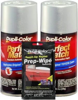 Dupli-Color Titanium (Metallic) Exact-Match Automotive Paint for Toyota Vehicles - 8 oz, Bundles Prep Wipe (3 Items)