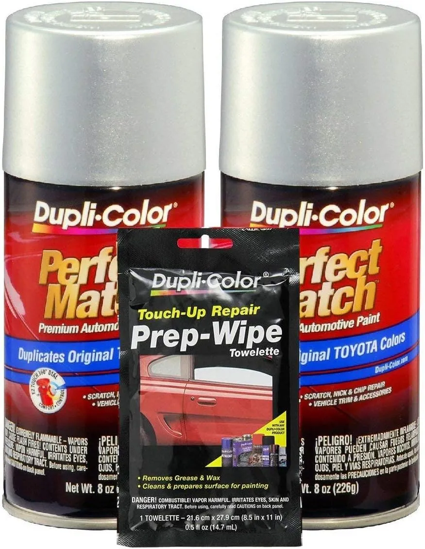 Dupli-Color Titanium (Metallic) Exact-Match Automotive Paint for Toyota Vehicles - 8 oz, Bundles Prep Wipe (3 Items)