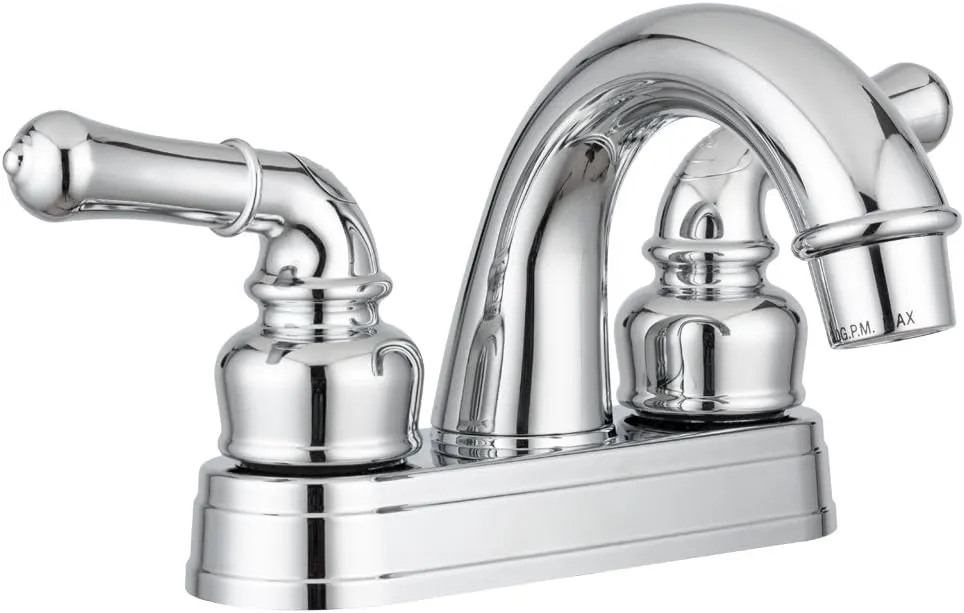 Dura Faucet DF-PL620C-CP RV Bathroom Sink Faucet - Smooth Turning 2-Lever (Chrome)