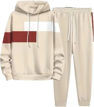 Dvbfufv Men's Casual Tracksuit Set Long Sleeve Drawstring Hoodies  Jogging Pants Set Gym Running Suits