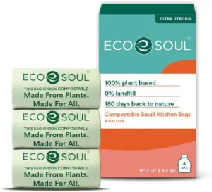 EcoSoul Home Compostable Small Kitchen Bags 4 Gallon