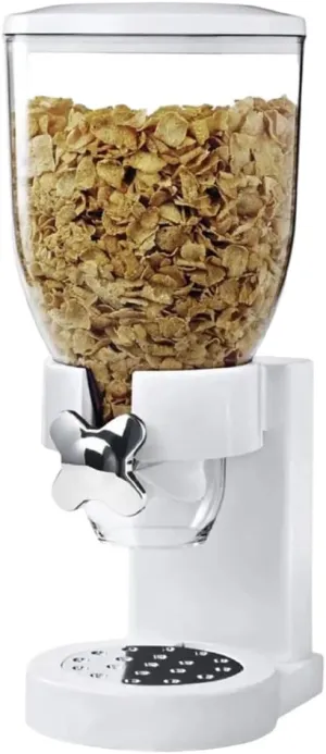 ED&PIER Dry Food Dispenser – Single Control Portion Dispenser – Black/Chrome Wall-Mount Cereal Dispenser – Preserves Freshness, Reduces Waste, Ideal for Kitchen & Pantry