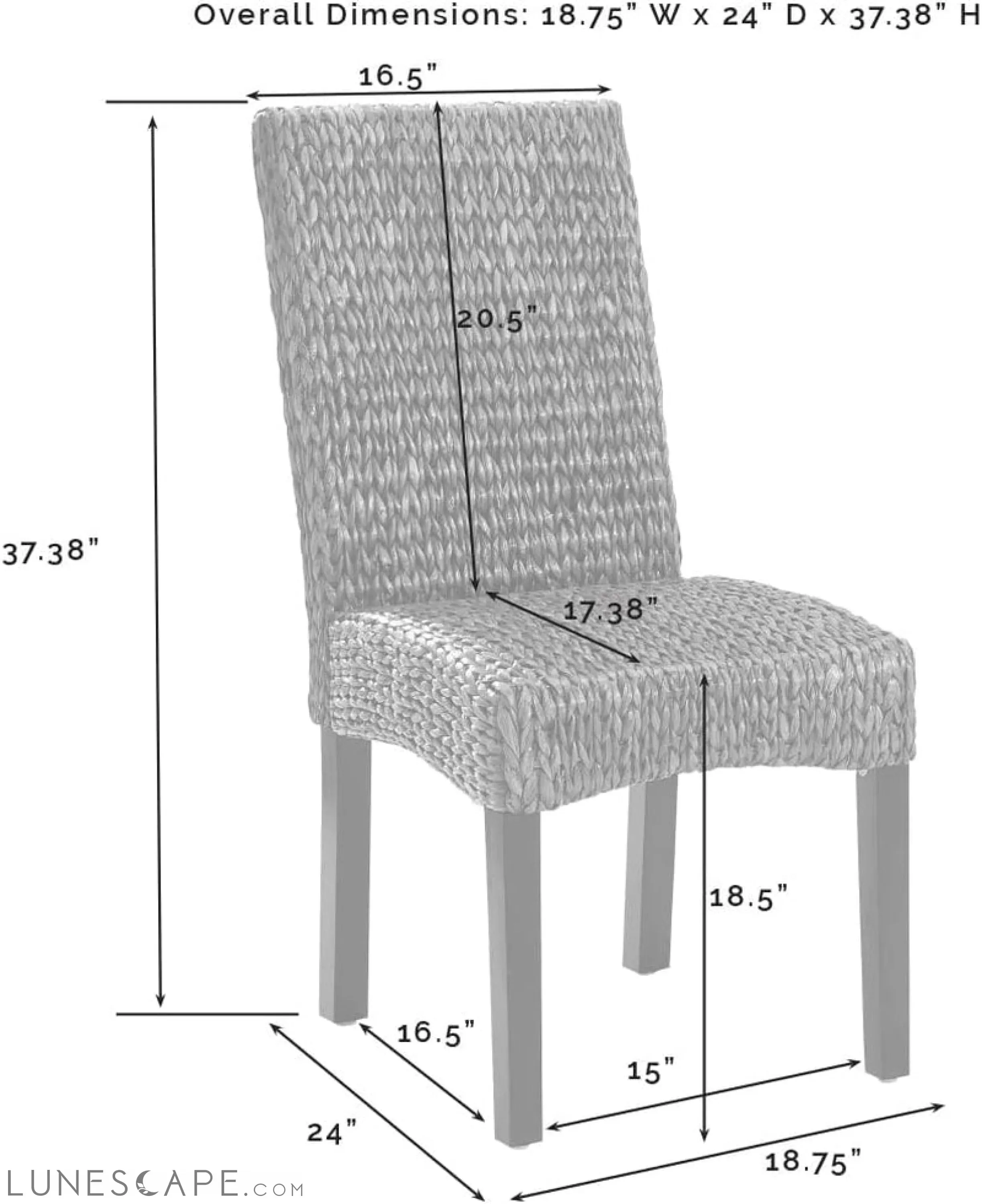 Edgewater Handwoven Natural Fiber Rattan Dining Chairs Set of 2