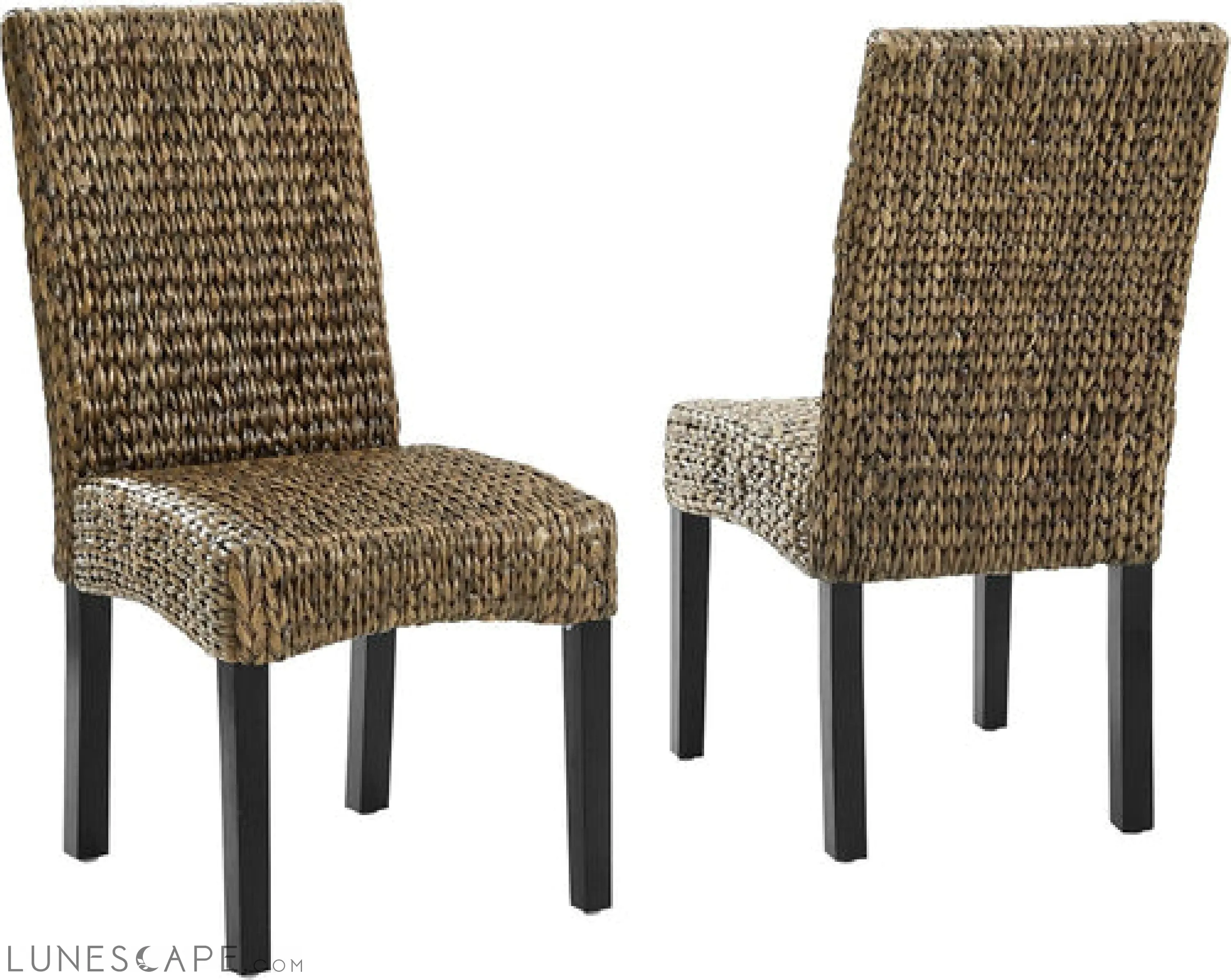 Edgewater Handwoven Natural Fiber Rattan Dining Chairs Set of 2