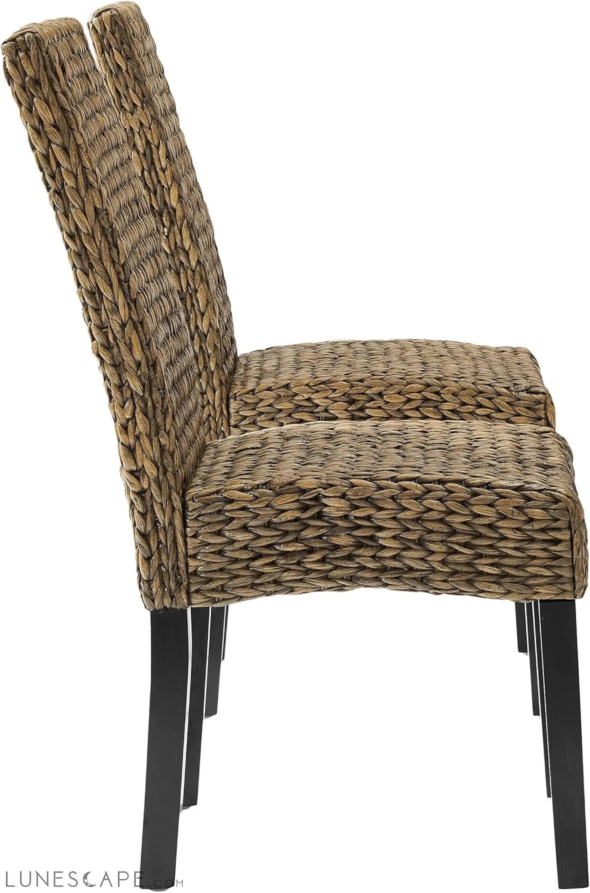 Edgewater Handwoven Natural Fiber Rattan Dining Chairs Set of 2