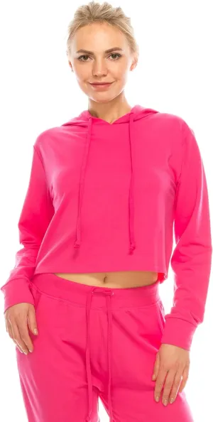 Eevee Women's Casual Crop Hoodie Sweatshirt - Long Sleeve Cute Cropped Plain Workout Drawstring Hooded Pullover Top…