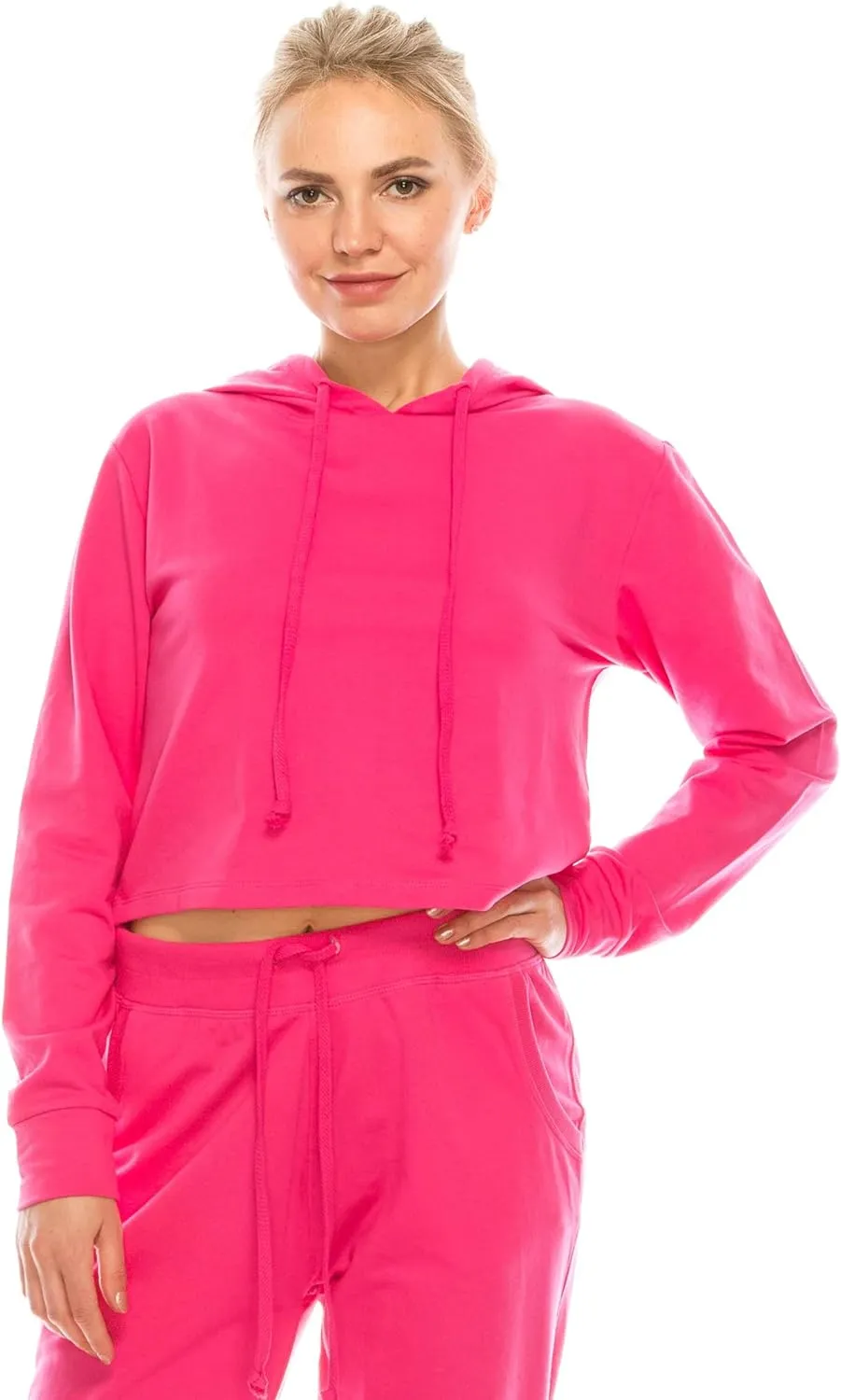 Eevee Women's Casual Crop Hoodie Sweatshirt - Long Sleeve Cute Cropped Plain Workout Drawstring Hooded Pullover Top…