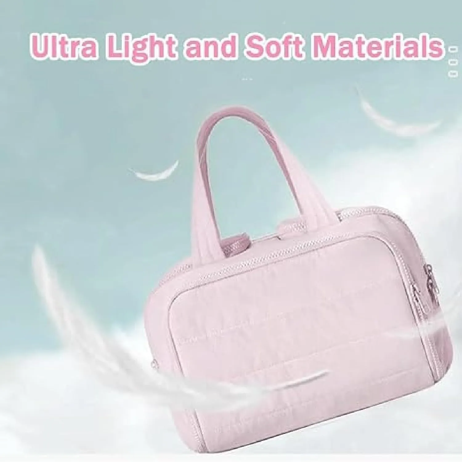 Elouva Toiletry Bag, Elouva Large Capacity Wide-Open Travel Cosmetic Bag, 4-in-1 Multi-functional Lightweight Makeup Bags (Light Purple)