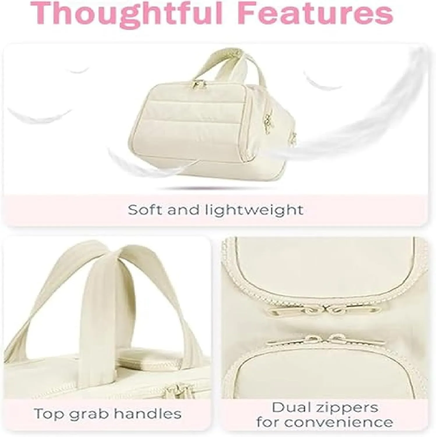Elouva Toiletry Bag, Elouva Large Capacity Wide-Open Travel Cosmetic Bag, 4-in-1 Multi-functional Lightweight Makeup Bags (Light Purple)