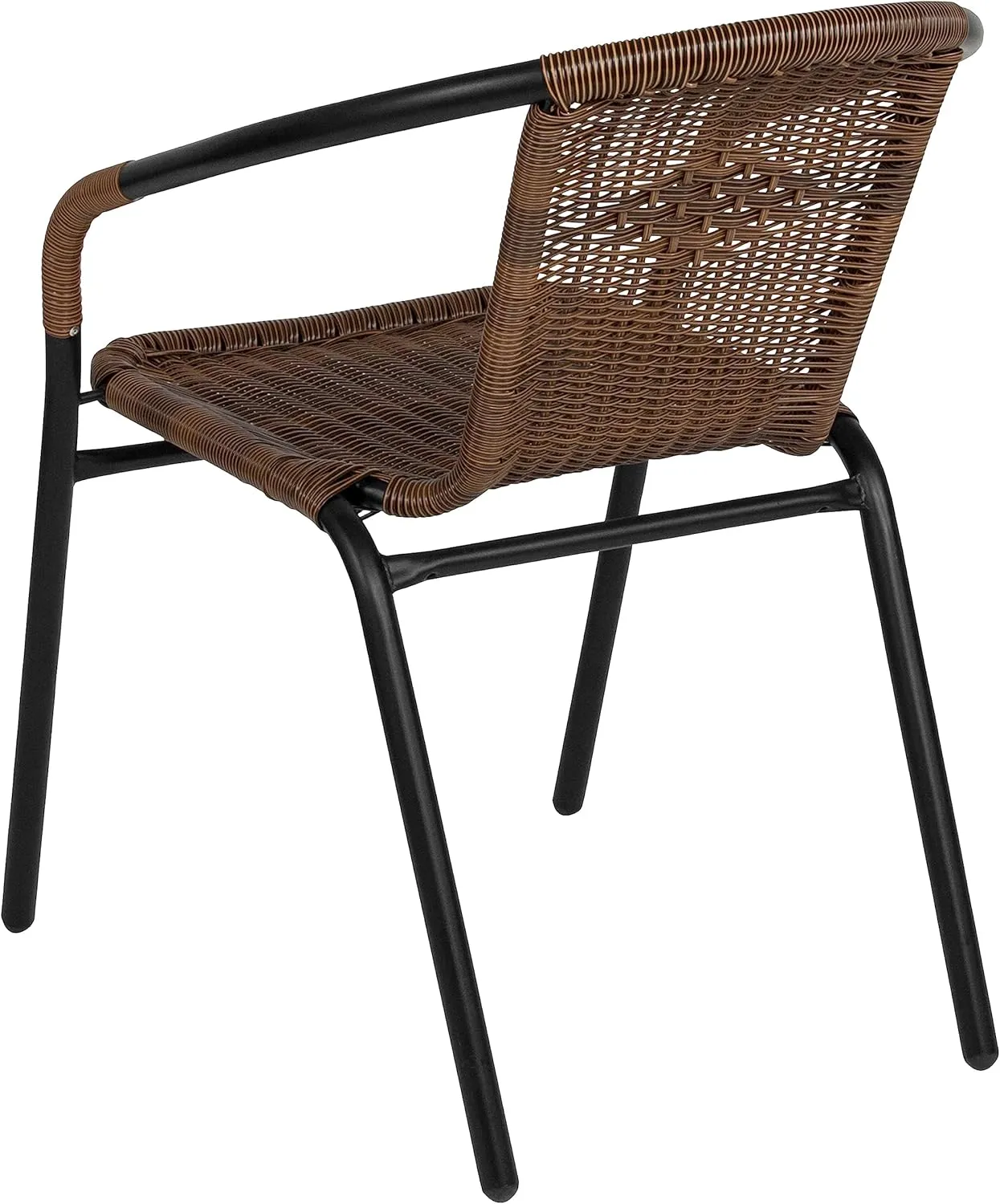 EMMA   OLIVER 2 Pack Medium Brown Rattan Indoor-Outdoor Restaurant Stack Chair with Curved Back