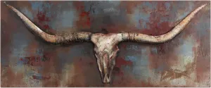 Empire Art Direct Empire Art Long Horn Primo Mixed Media Hand Painted Iron Sculpture Wall Décor, Metallic, 2.40" x 48.00"