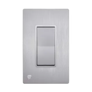ENERLITES Elite Series Decorator Light Switch with Brushed Screwless Wall Plate, Single Pole, 3 Wire, Grounding Screw, Residential Grade, 15A 120V, UL Listed, 91150-SVWBP, Silver with Wall Plate