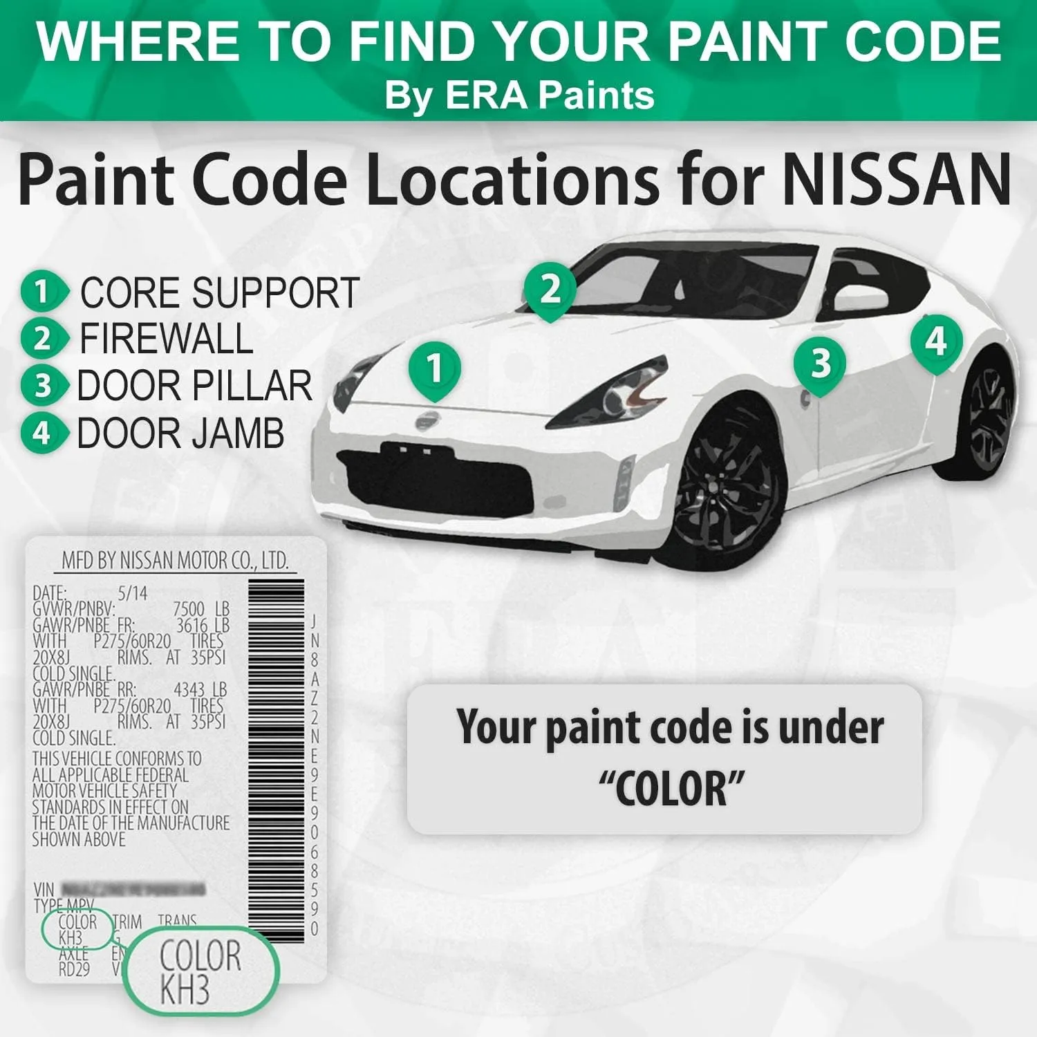 ERA Paints EAW - Pacific Sunset Metallic for NISSAN Exact Match Automotive Spray Paint Spray - Pro Kit w/ 2K 3680061 Clearcoat