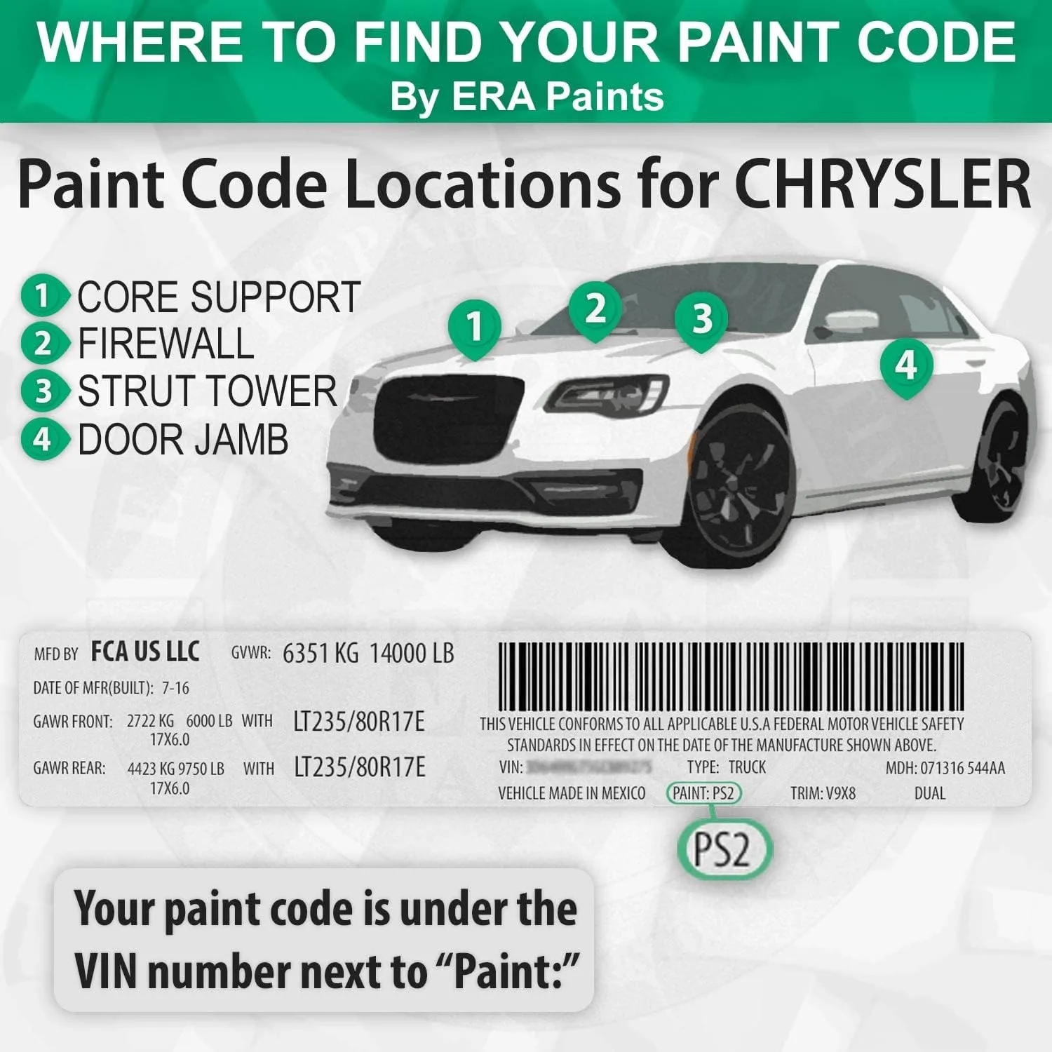 ERA Paints PB6/CB6 - Marine Blue Pearl for CHRYSLER Exact Match Automotive Spray Paint Spray - Premium Kit w/ 2K 3680061 Clearcoat