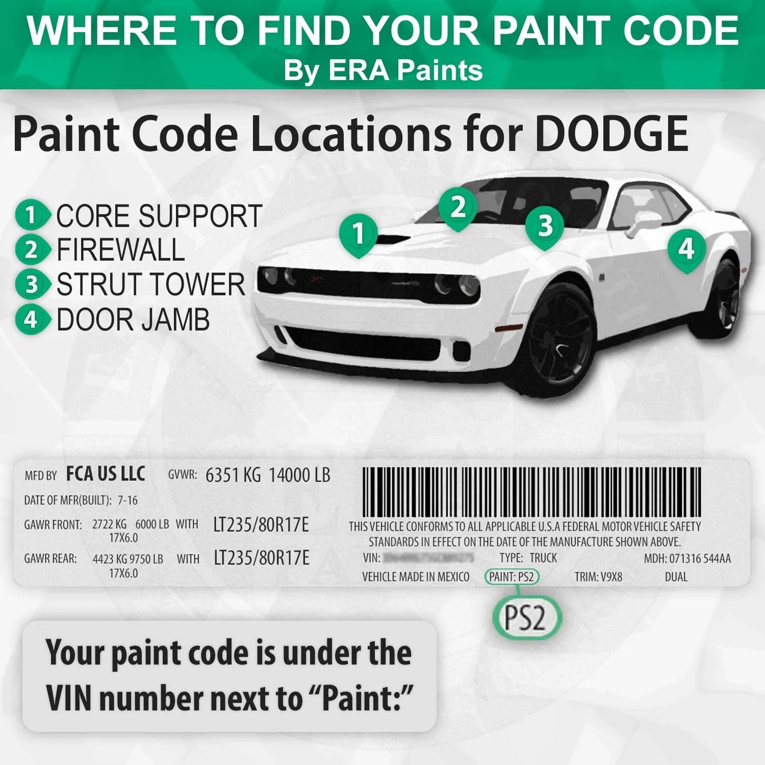 ERA Paints PRP/JRP - Deep Cherry Red Crystal Pearl for DODGE Exact Match Automotive Spray Paint Spray - Essential Kit w/ 2K 3680061 Clearcoat