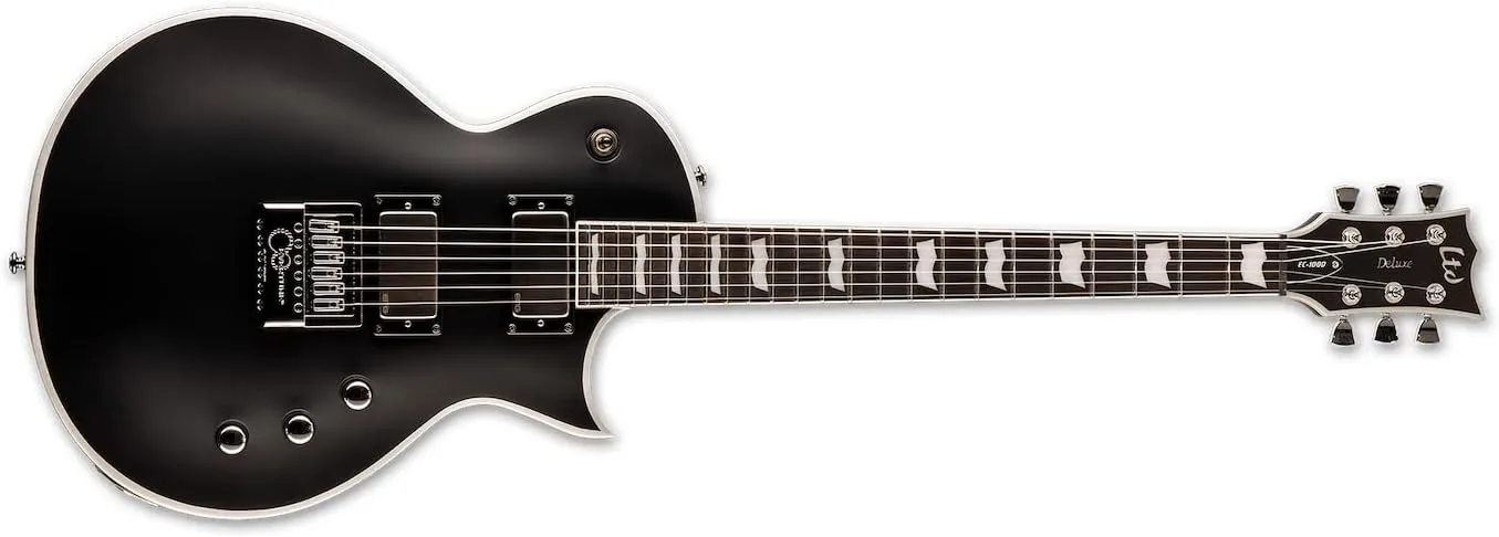ESP 6 String LTD Deluxe EC-1000 EverTune BB Electric Guitar, Black Satin, Right, (LEC1000ETBBBLKS)