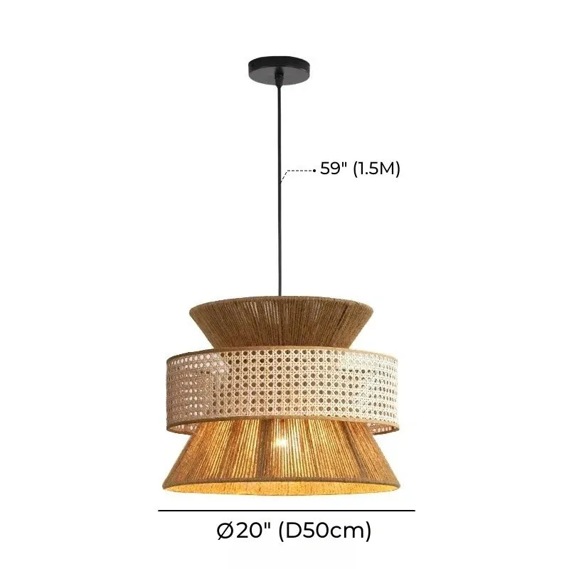 Farmhouse Large Drum Rattan Pendant Light