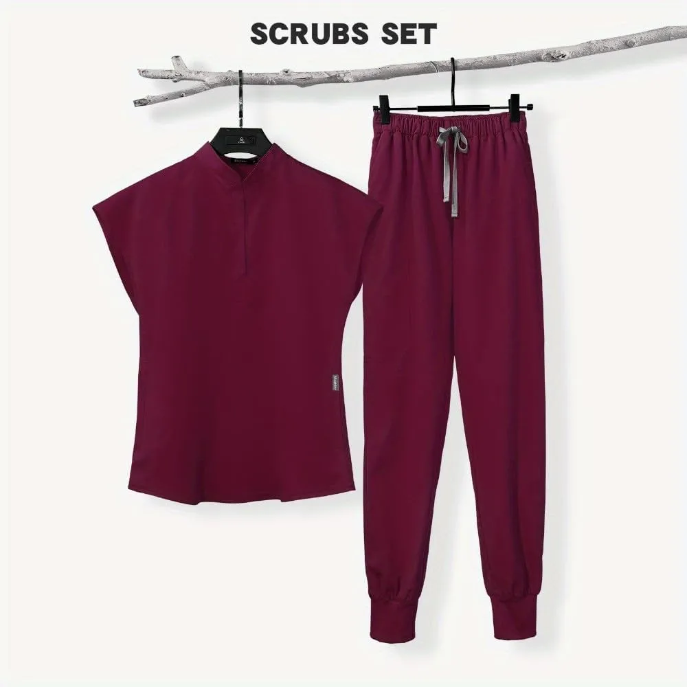 Fashionable and Casual Elastic Men's Hand Clothes Suit Summer Solid Color Thin Doctor Nurse Workwear