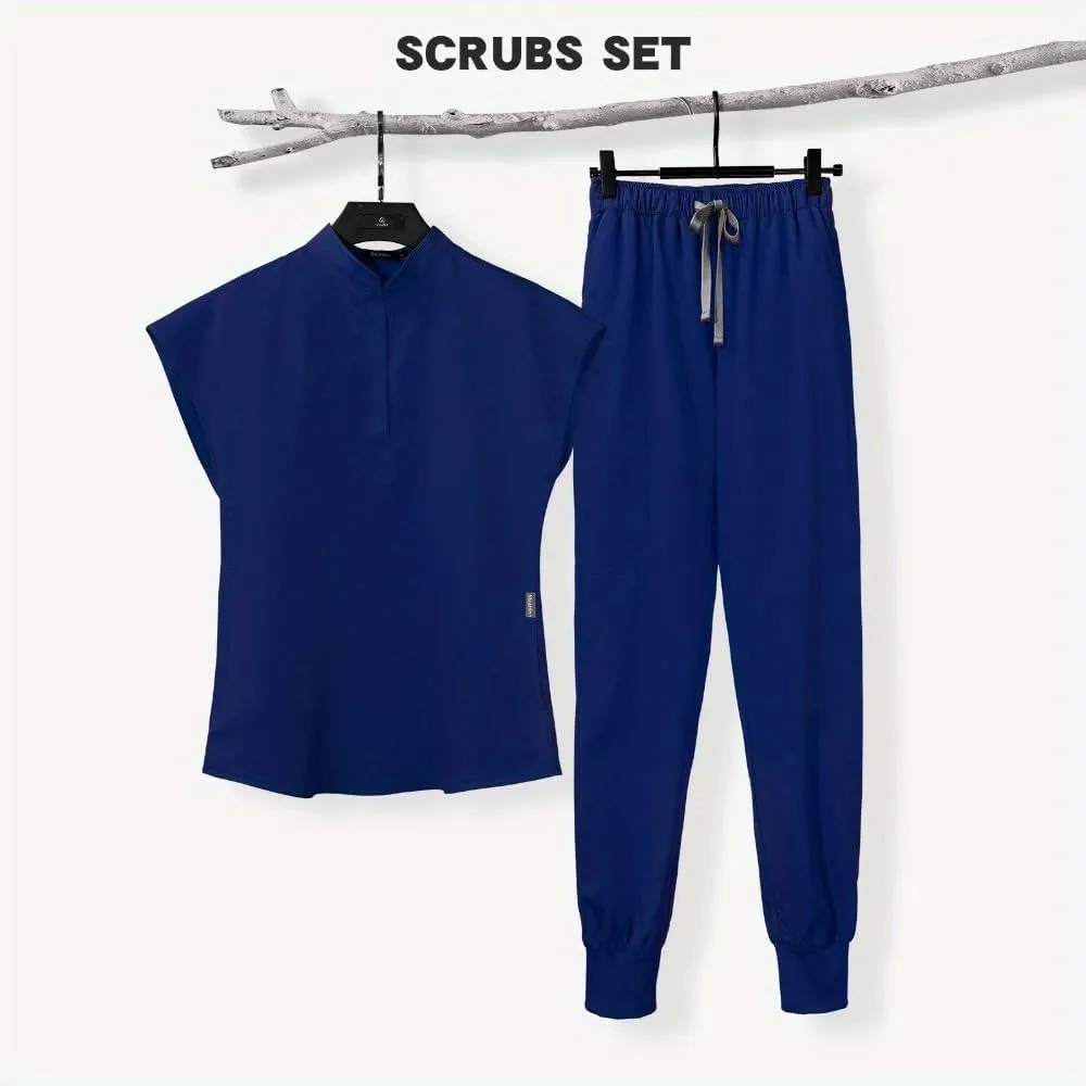 Fashionable and Casual Elastic Men's Hand Clothes Suit Summer Solid Color Thin Doctor Nurse Workwear
