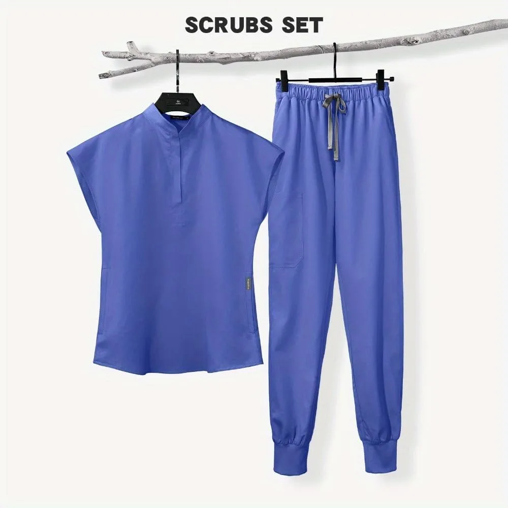Fashionable and Casual Elastic Men's Hand Clothes Suit Summer Solid Color Thin Doctor Nurse Workwear