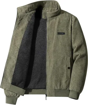 Febecool Men's Plush Thickened Jacket Large Size Jacket Solid Color Lapel Loose Lambswood Jacket