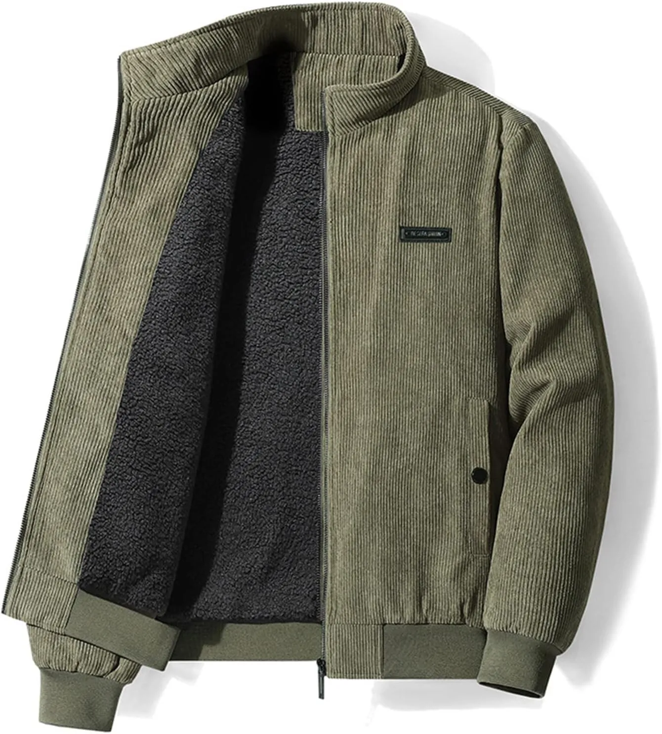 Febecool Men's Plush Thickened Jacket Large Size Jacket Solid Color Lapel Loose Lambswood Jacket