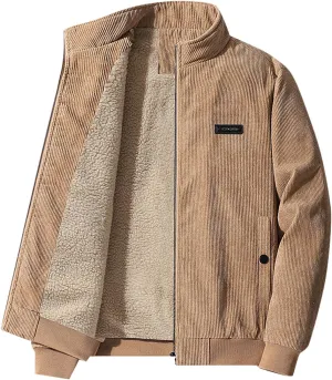 Febecool Men's Plush Thickened Jacket Large Size Jacket Solid Color Lapel Loose Lambswood Jacket
