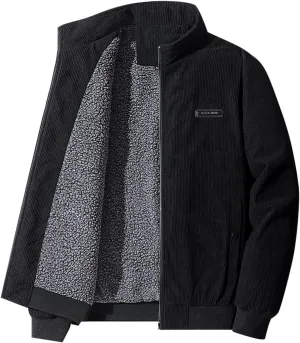 Febecool Men's Plush Thickened Jacket Large Size Jacket Solid Color Lapel Loose Lambswood Jacket
