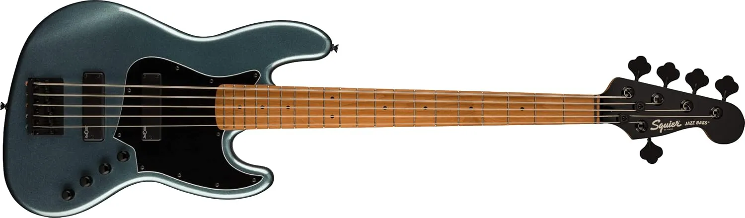 Fender Squier Contemporary 5-String Jazz Bass, Gunmetal Metallic, Roasted Maple Fingerboard