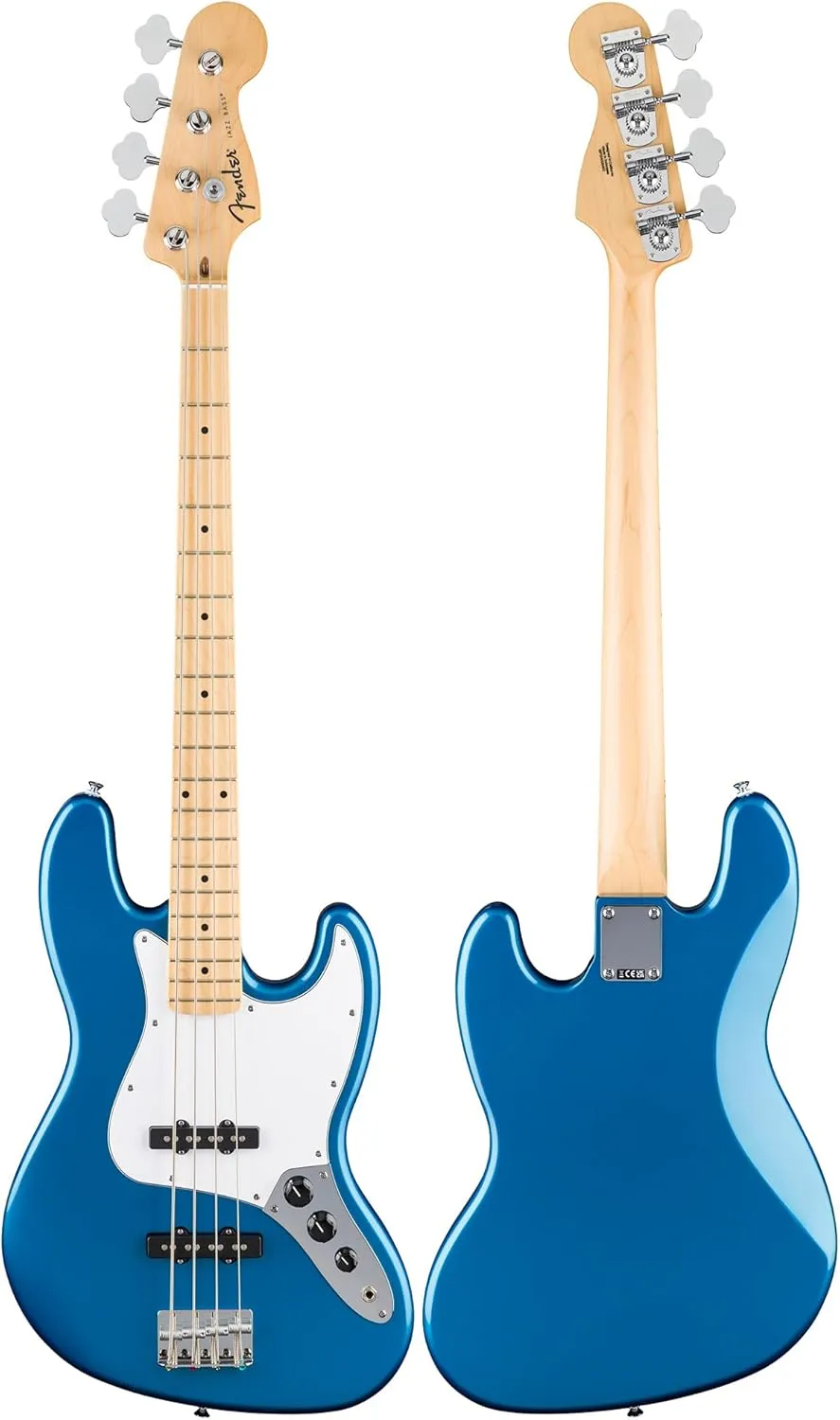 Fender Standard Jazz Bass - Aqua Marine Metallic Bundle with Strap, Guitar Cleaning Kit, and Austin Bazaar Instructional Video